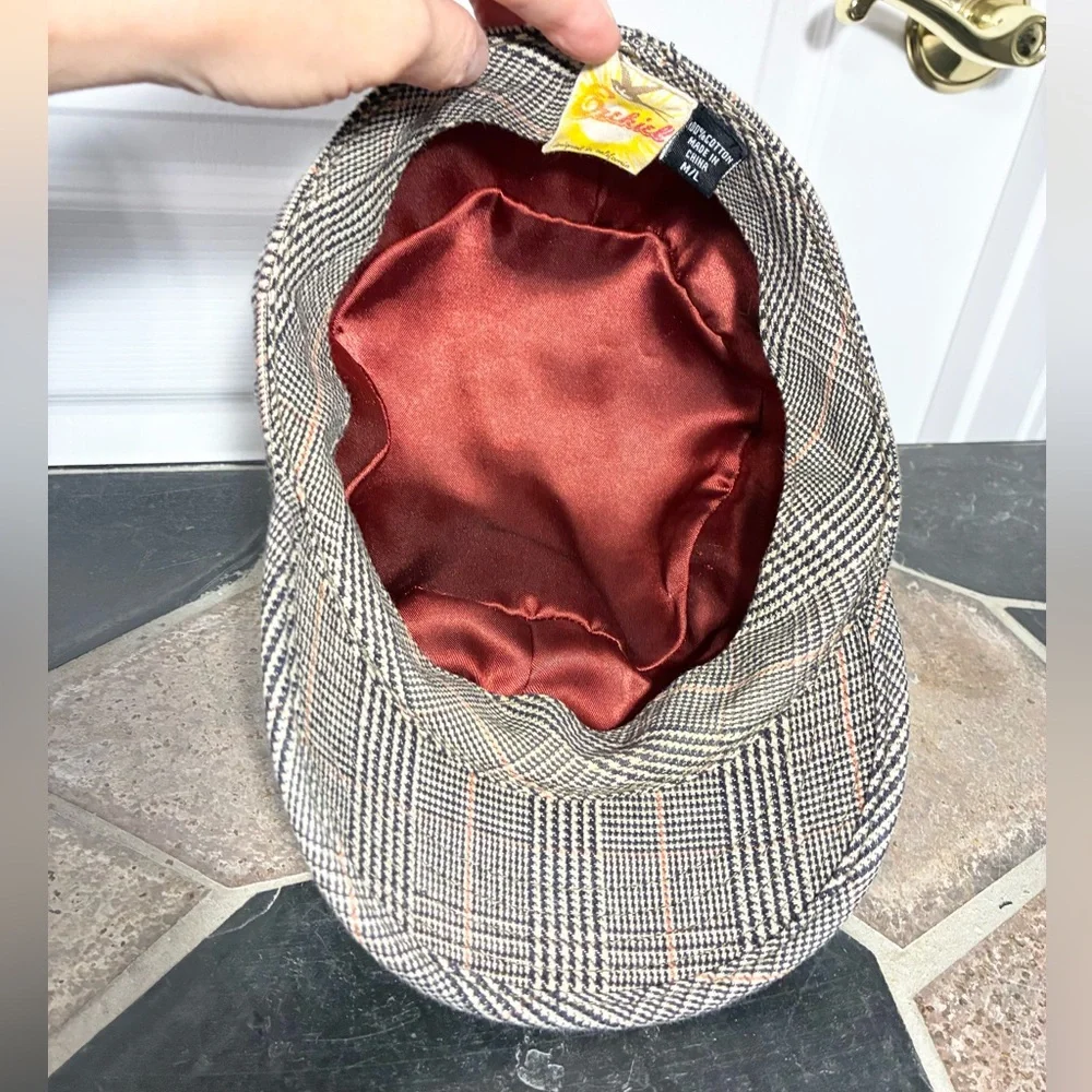 Y2K Ezekiel Glen Plaid Cadet Cap Vintage Brown Tan Women’s M/L